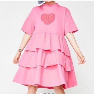 Pink Heart Ruffle Layered Dress💗